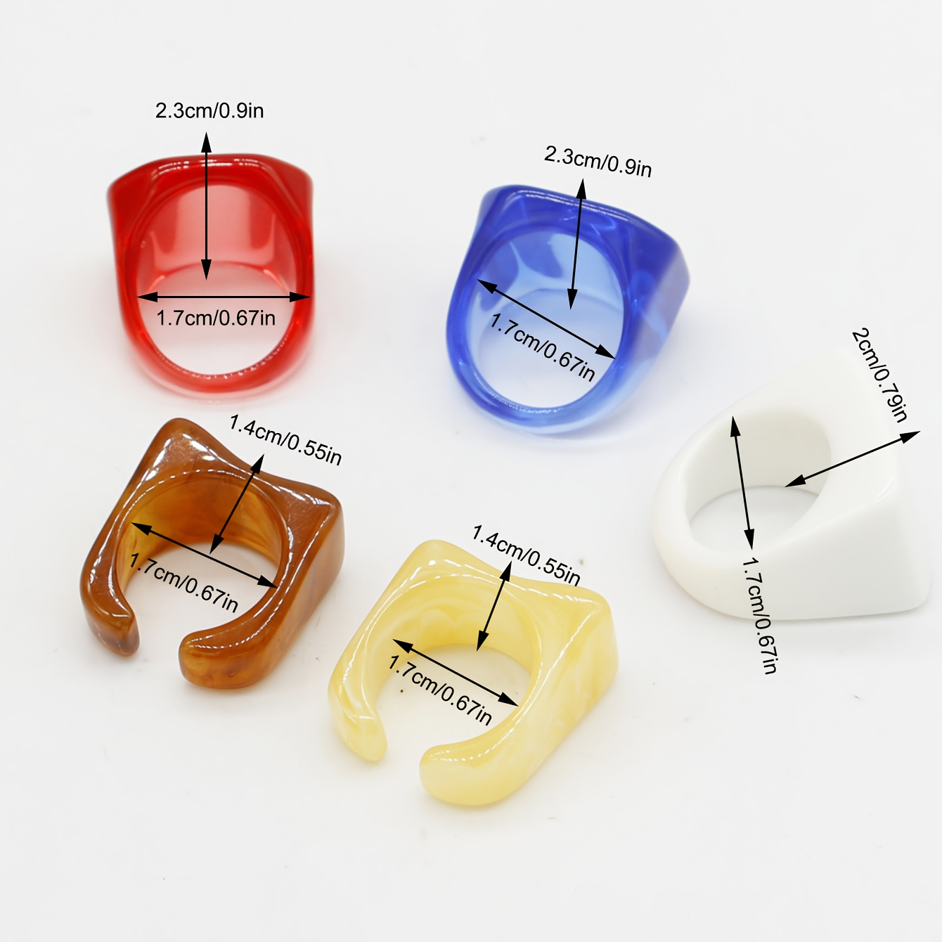 Stylish Minimalist Artistic Jelly Transparent Resin Round Ring