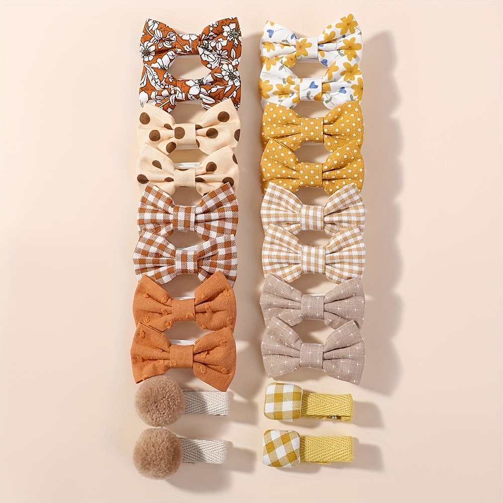 TEMU Conjunto de 20 Piezas de Mini Pasadores para el Cabello de Estilo Pastoral - Estampado de Nudos de en Tela Surtida, Poliéster y Hierro, Ideal