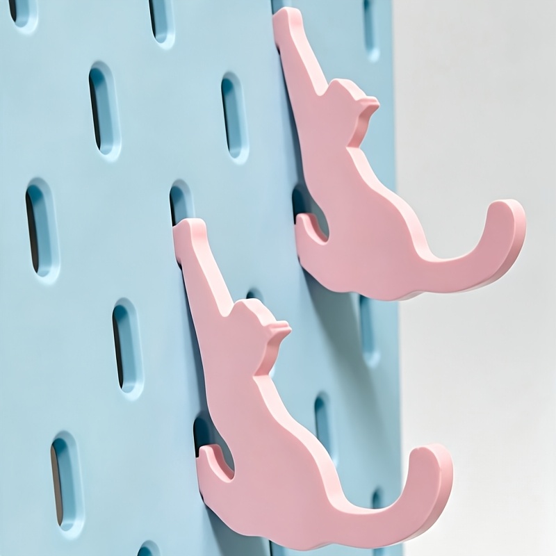 TEMU 2/6pcs Pegboard Cat Hooks, Compatible With Ikea Skadis, Used With Pegboard Desk Clips, Creative 3d Printed Hooks For Study And Entryway Storage,