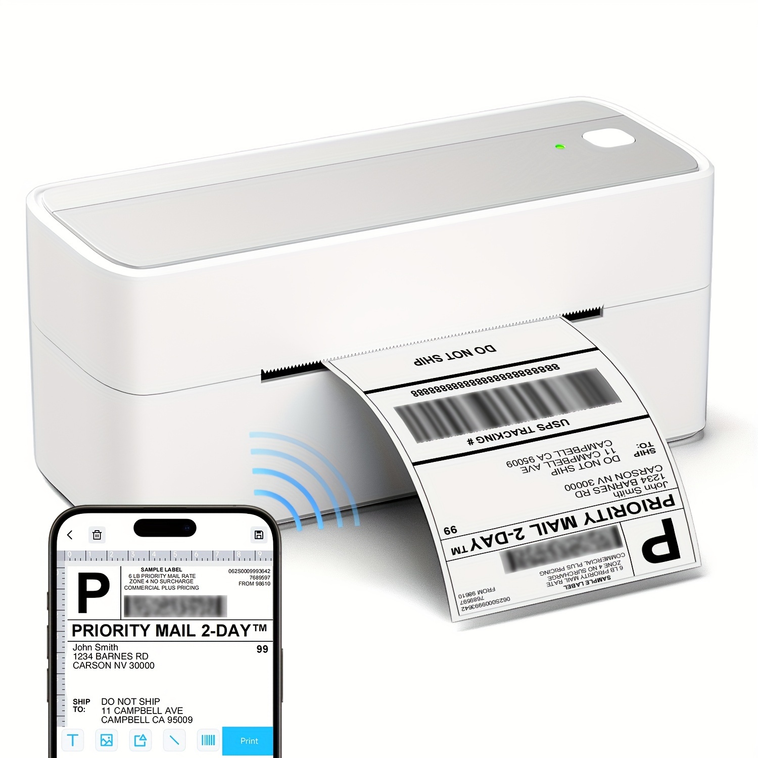 Itari Impresora térmica de etiquetas M220, impresora portátil sin tinta  inalámbrica Bluetooth para código de barras, dirección, etiquetado, correo
