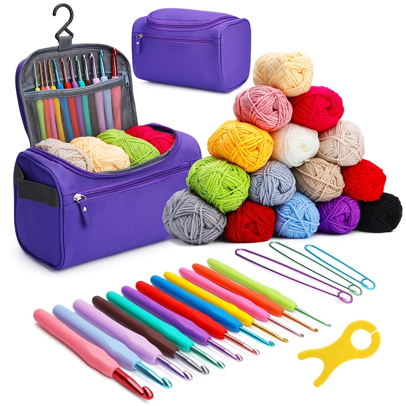 

Creative Escape, Complete Crochet Kit With Storage Bag - Ergonomic Hooks, Yarn, Needles & Accessories For Diy Knitting Crafts