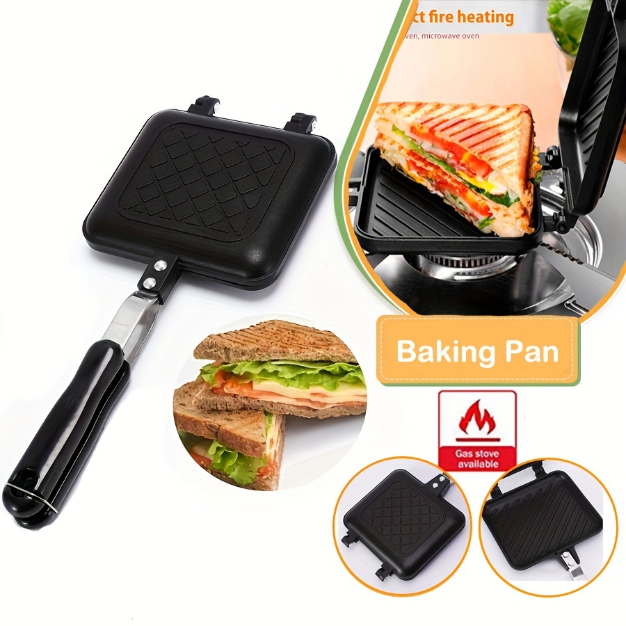 

Aluminum Alloy Sandwich Maker, Double-sided Non-stick Grill Pan, Kitchen Cookware, Sandwich Toaster For Stovetop, Baking Tool - Single Pack