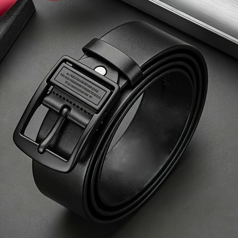 TEMU Men's Split Leather Belt - Style Vintage Business Casual -one (black And Brown) - Perfect Christmas Gift, Durable Belt, Essential For Daily Wear