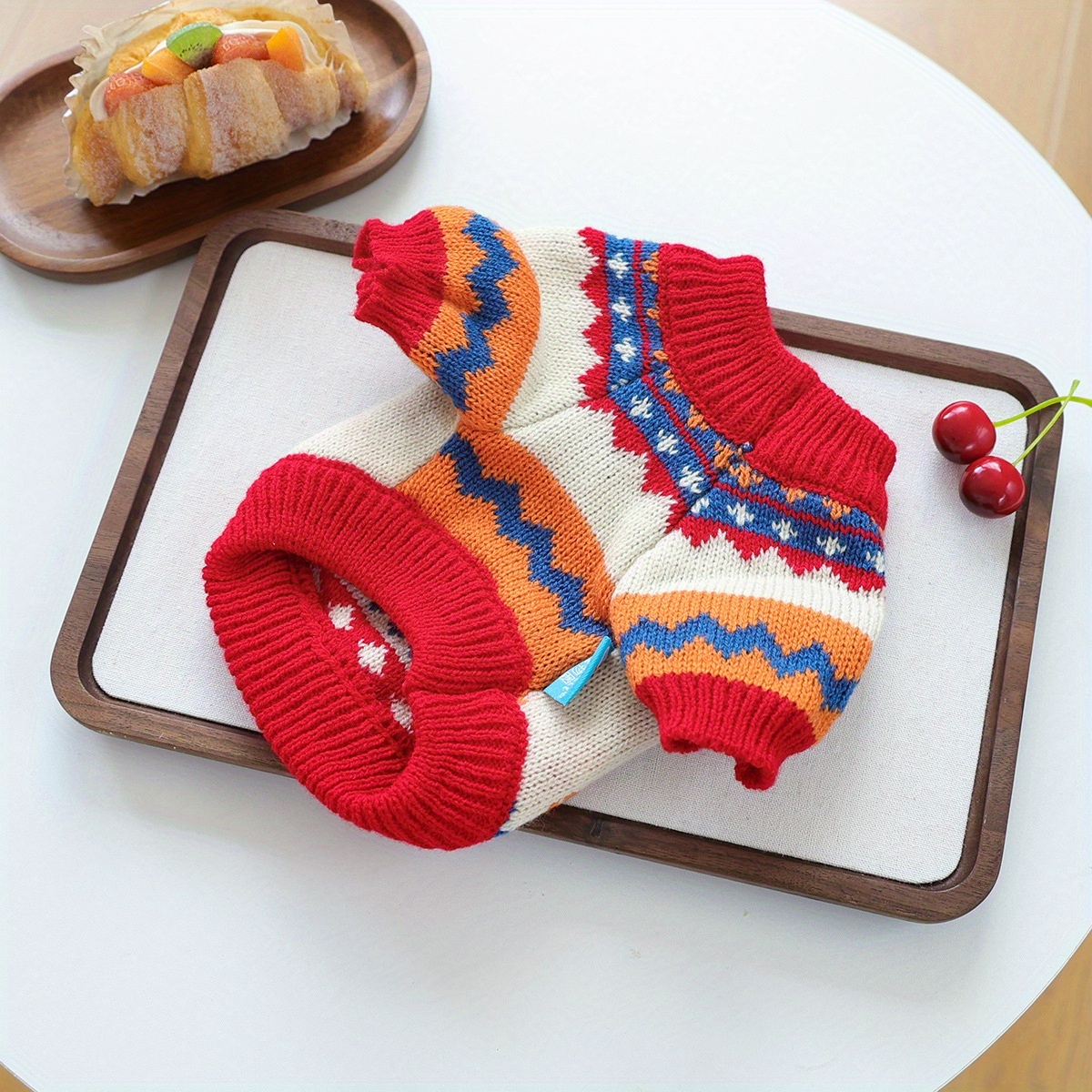 Orange Monster-Patterned Turtleneck Sweater for Dogs