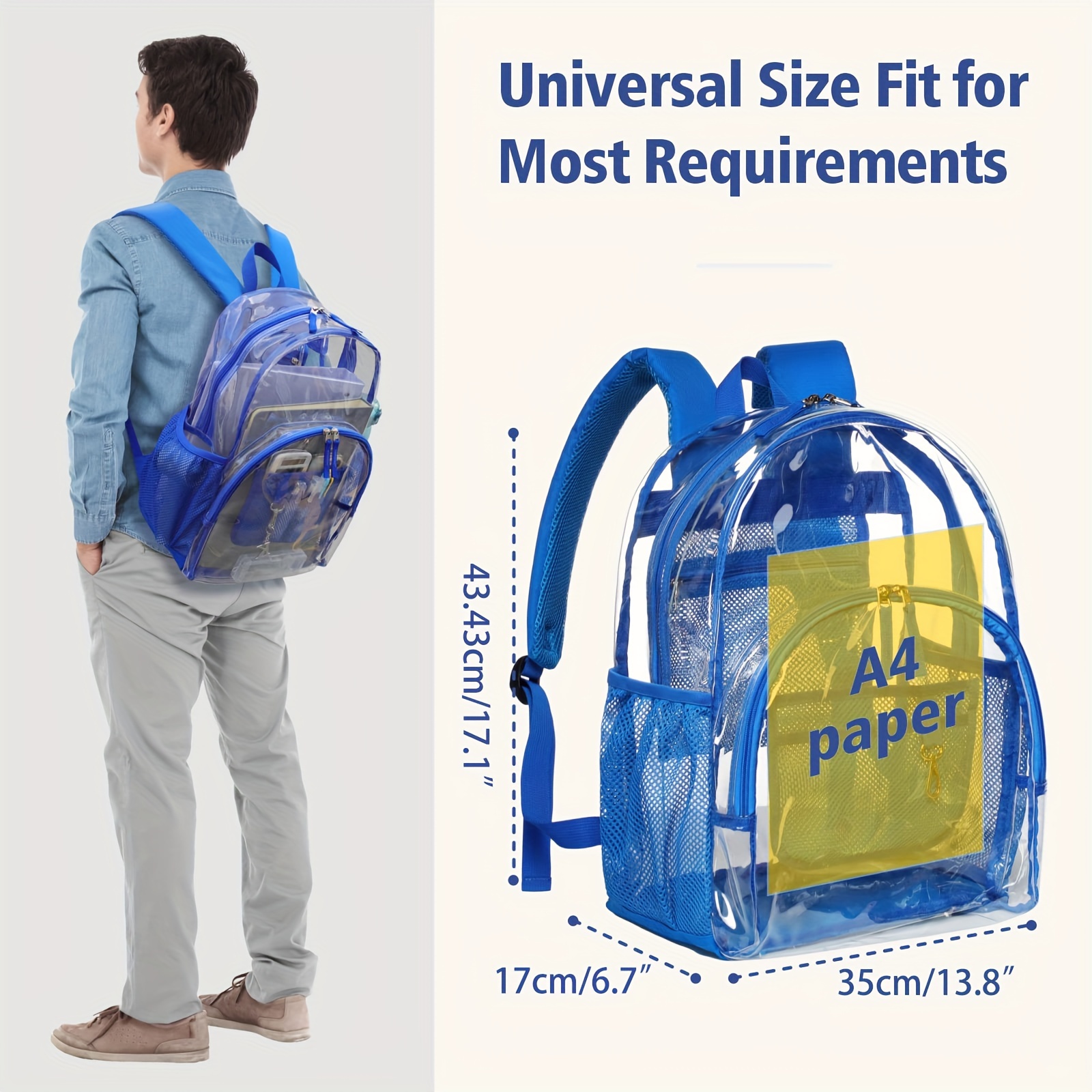 heavy duty clear backpack large transparent backpack front  display picture 1