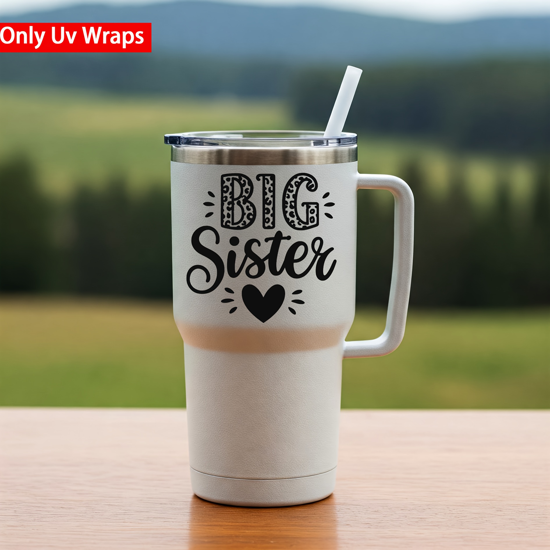 TEMU 4pcs "big Sister" Uv Dtf Cup Stickers, High Quality Decals For Decorating Cups, Bottles, School Supplies, Crafts, Diy Art Supplies