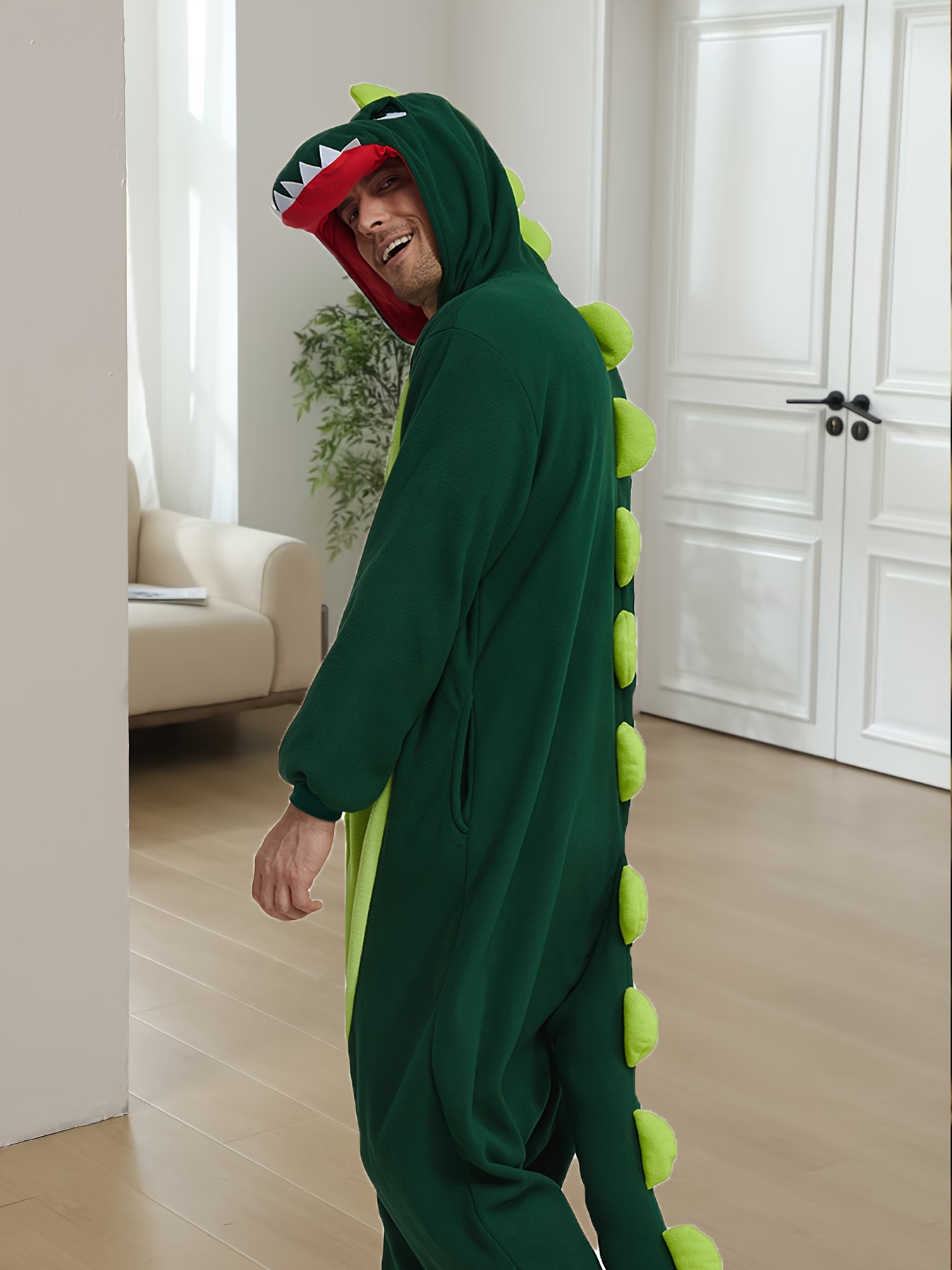 Cozy Fleece-Lined *'s Dinosaur Hooded Onesie Pajamas Long Sleeve, Warm  Thick for Fall/Winter Halloween Christmas Parties