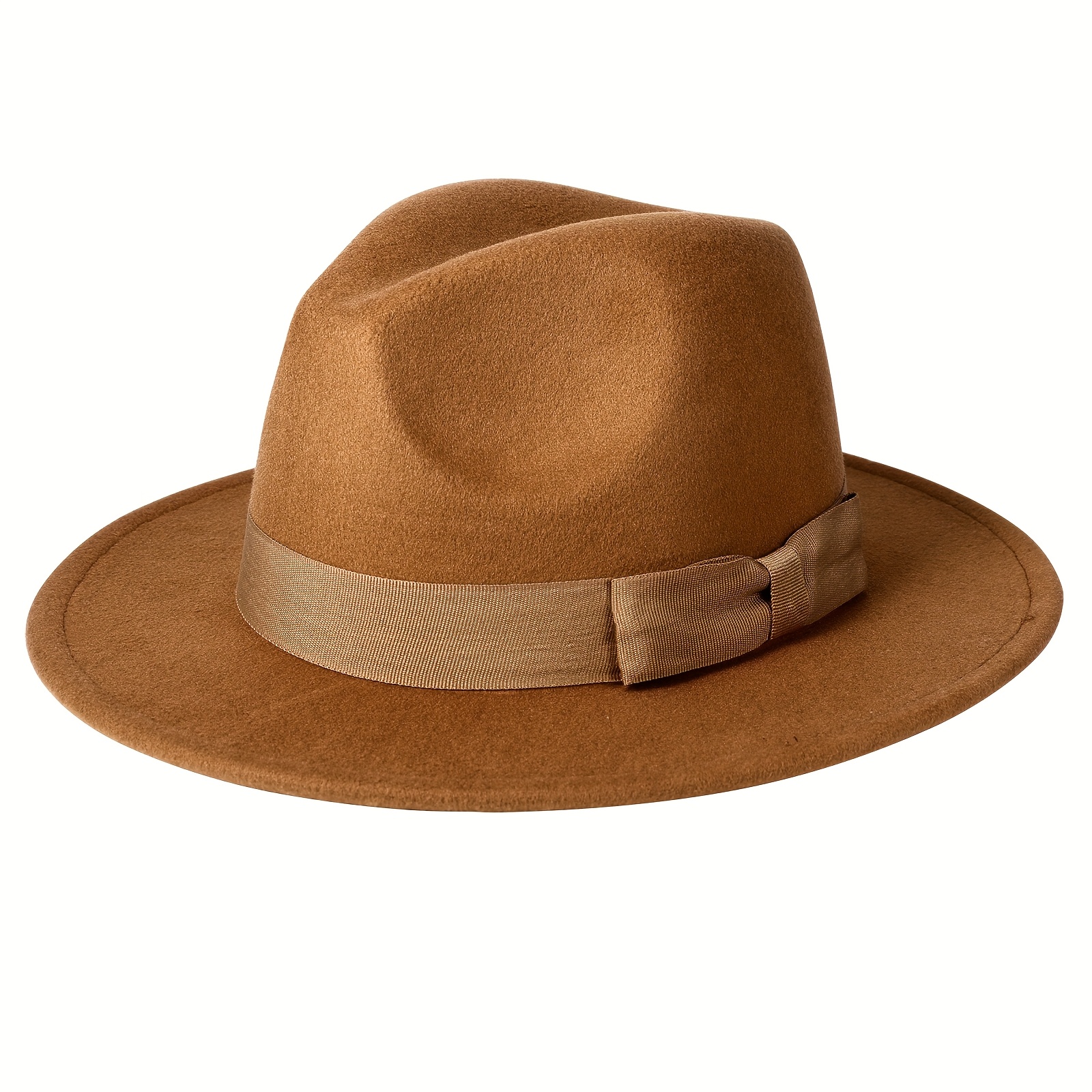 Unisex Easy Woolen Hat With Large Brim And Bow Decoration
