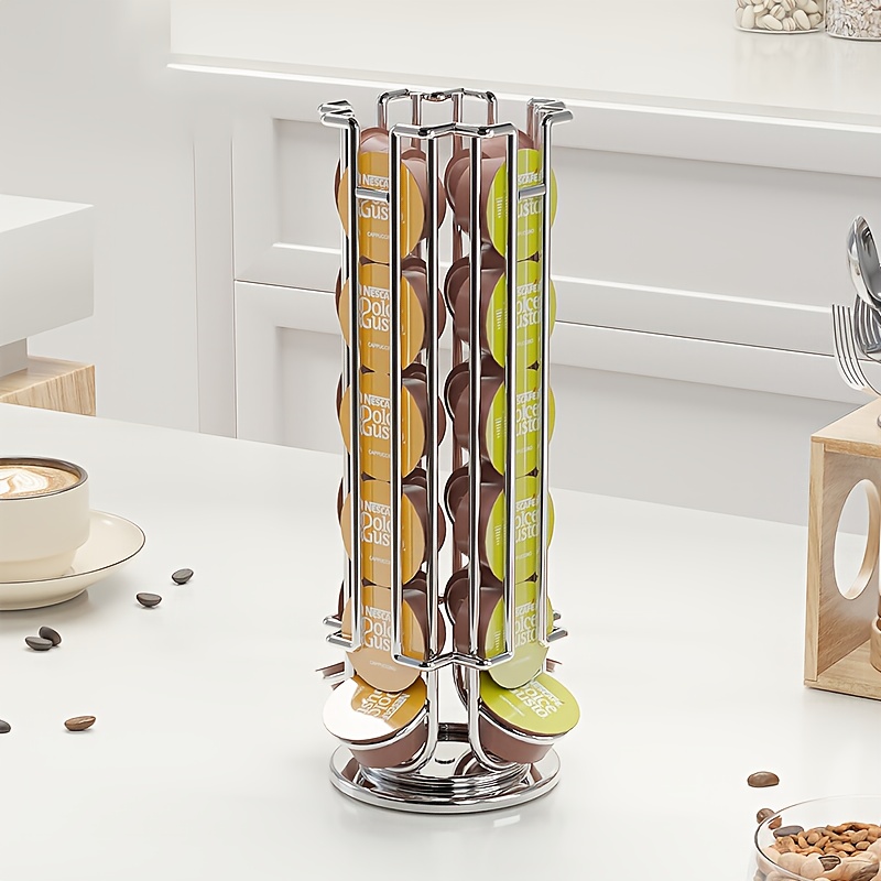 

1pc Faridabio Coffee Capsule Storage Rack - Sleek Multi-row Countertop Holder, Holds 24 Capsules, Metal, Ideal For Kitchens, Offices, And Coffee Shops - Bar Accessory, Coffee Bar Accessories