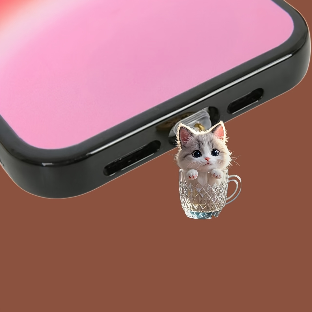 

1pc Elegant Acrylic Cat Phone Dust Plug, Compatible With Iphone/type-c Connectors, & Maintenance, Ideal Holiday Gift