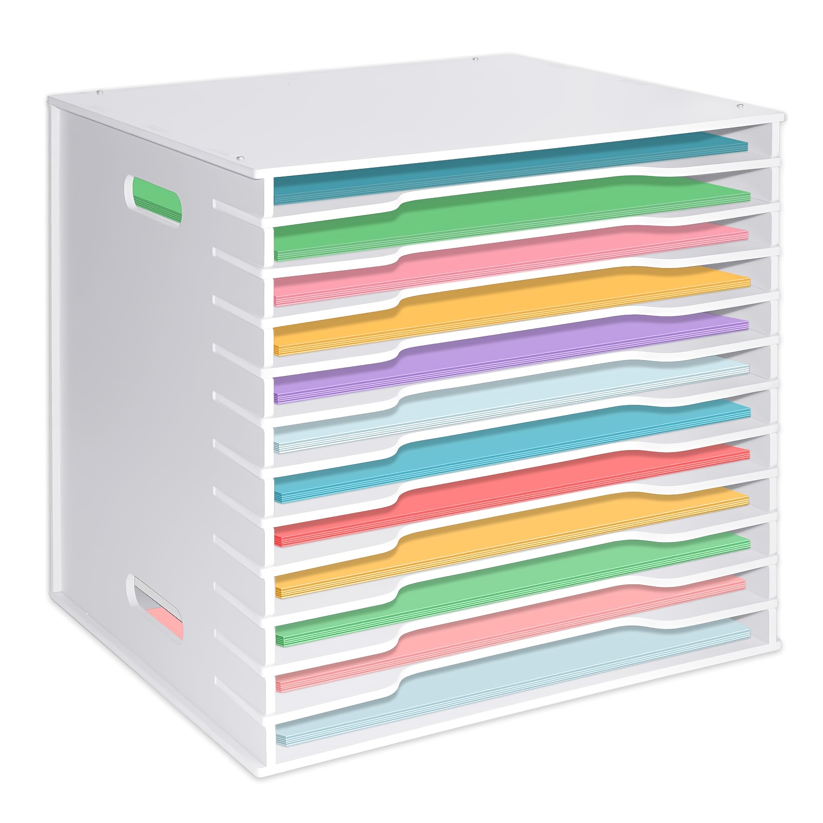 TEMU 12-tier Adjustable File Sorter Storage Folder, Desktop Scrapbooking Paper Rack, Mail Sorter Cabinet With Wide Slots, Space Saver For Office,