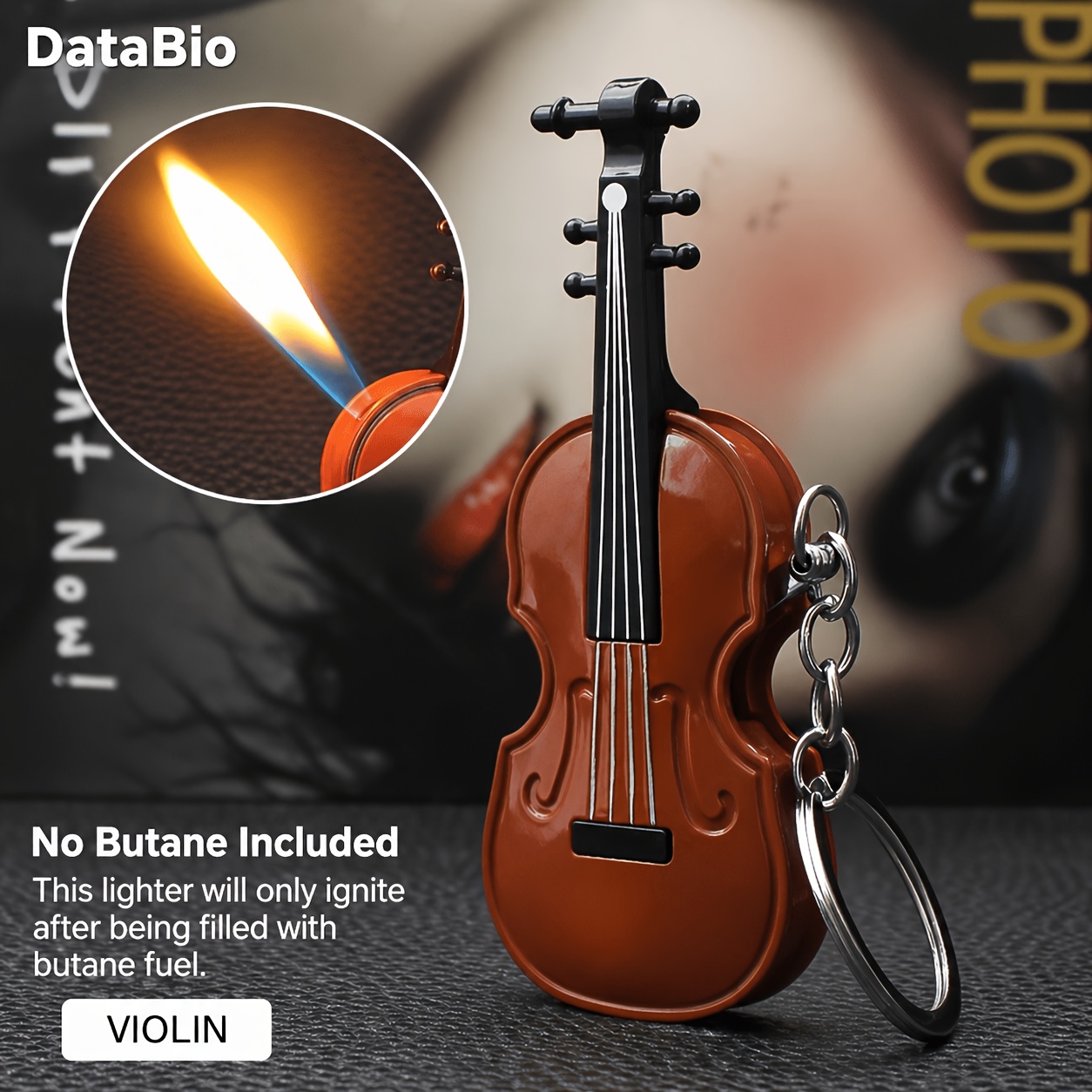 TEMU (no Butane)unique Creative Guitar Lighter - Windproof Lighter With Soft Flame, Mini Metal Keychain Decoration, Perfect Christmas Gift For Music