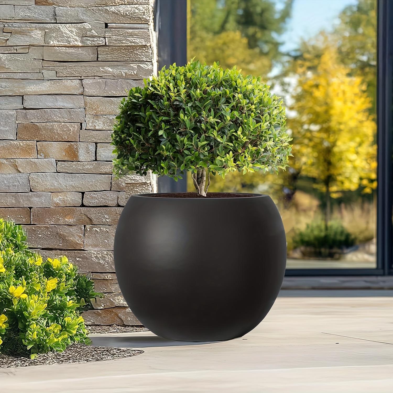 large 17 h x 21 dia modern spherical concrete planter - Temu
