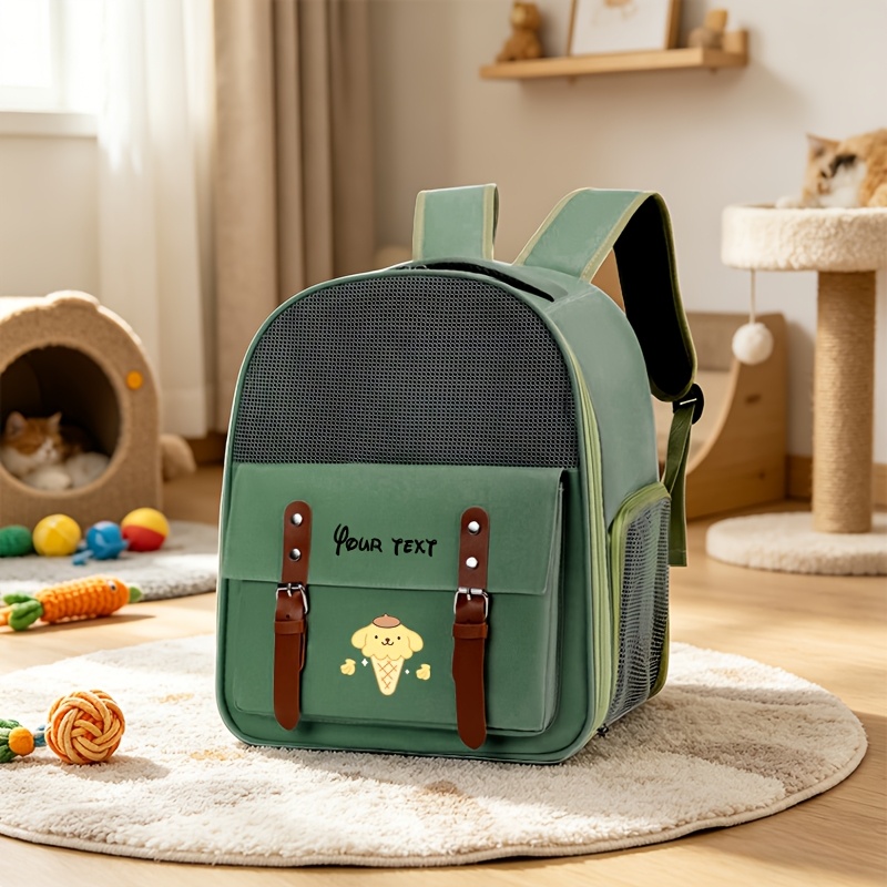 Customizable Portable Pet Bag with Pudding Dog Pattern