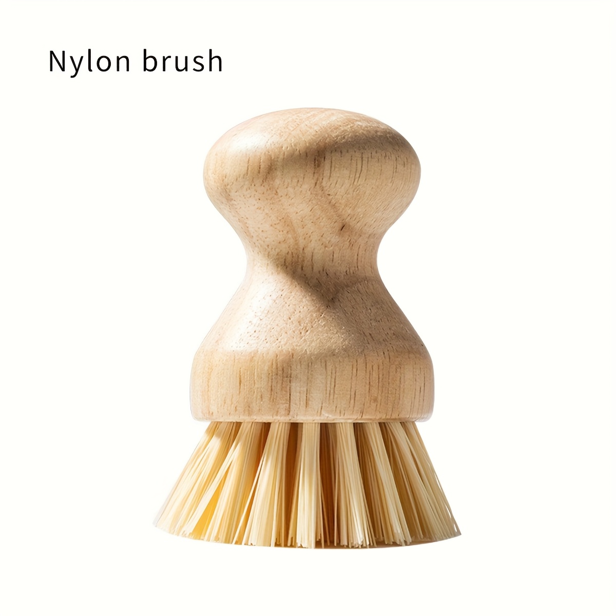 1pc Solid Wood Dishwashing Brush, Pot Scrubber With Oak Handle, Sisal Fiber Pan Cleaning And Stain Removal Brush, Household Coconut Coir Dish Brush