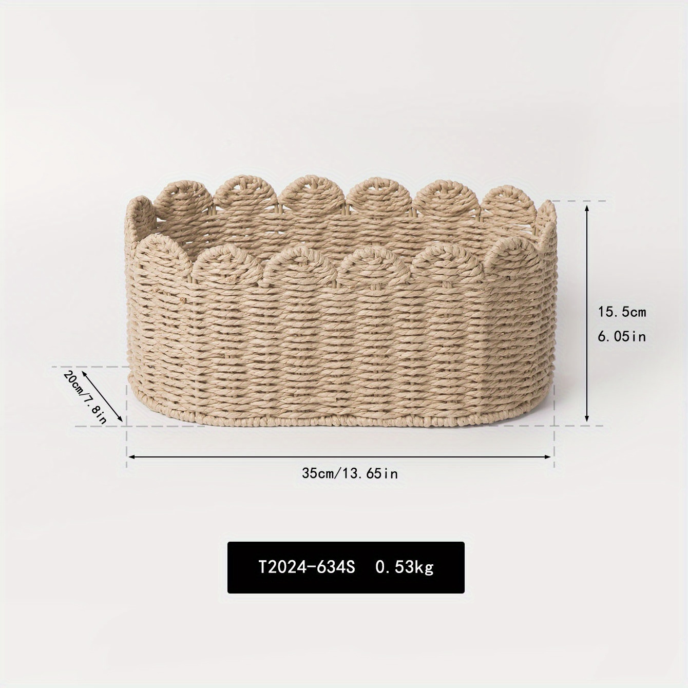 TEMU Indoor Decorative Storage Basket, Paper Rope Material Desktop Clutter Organizer, Office Desk Stationery Basket, Shelf Baskets