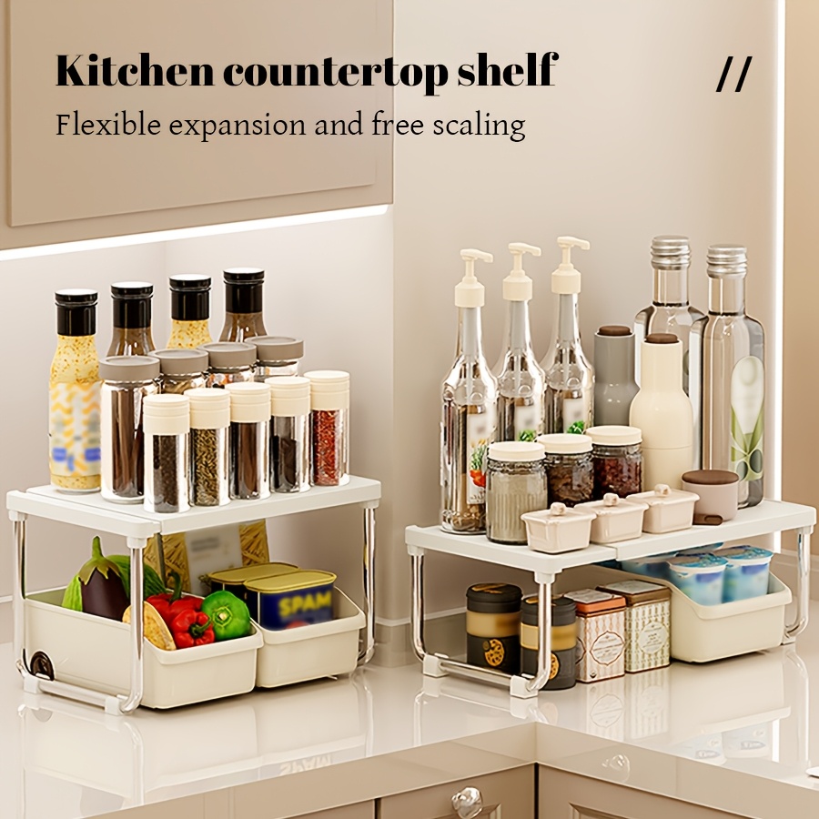 Arbeitsplatten-Organizer 2-stöckig, Grün - Für Badezimmer & Küche, Metall & Kunststoff
