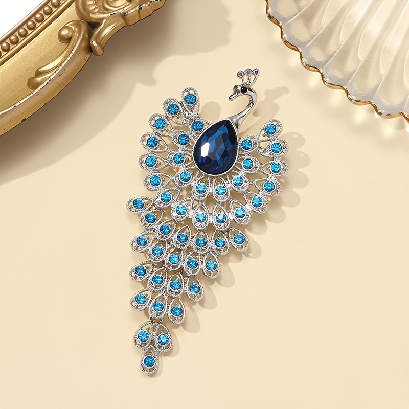 TEMU 1pc Fashionable Retro Peacock Brooch, Niche Design Premium Pin, Suitable For Decorating Clothing At Dates, Banquets, Parties, And Vacations,