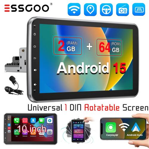 10 1 15 car stereo 2gb 64gb rom universal 1 din with rotatable screen auto asp wifi fm rds usb steering wheel control swc car accessories multimedia player