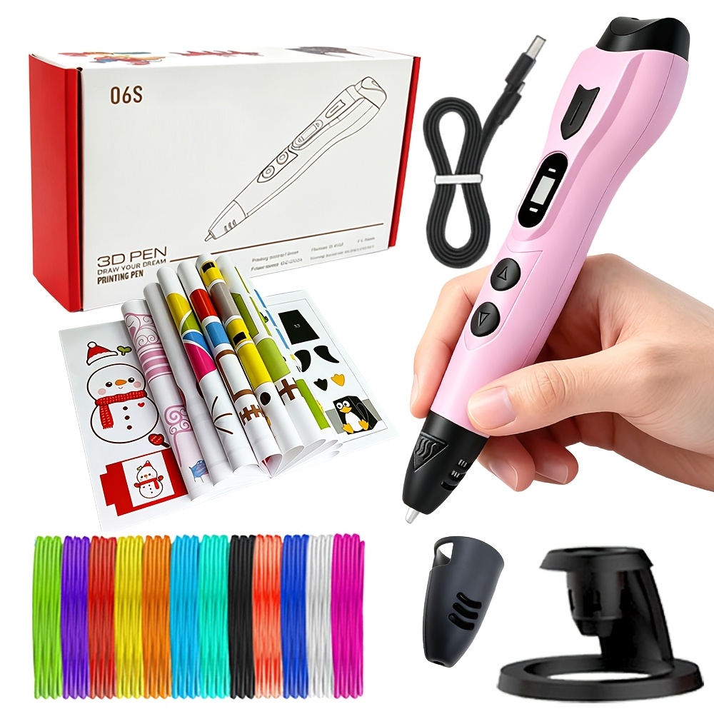 TEMU 3Dlnk Upgrade Penna per Stampa 3D, Estrusione Liscia, Configurazione Completa, 22 Libri di Motivi, Filamento PLA in 12 Colori, Borsa Portatile e
