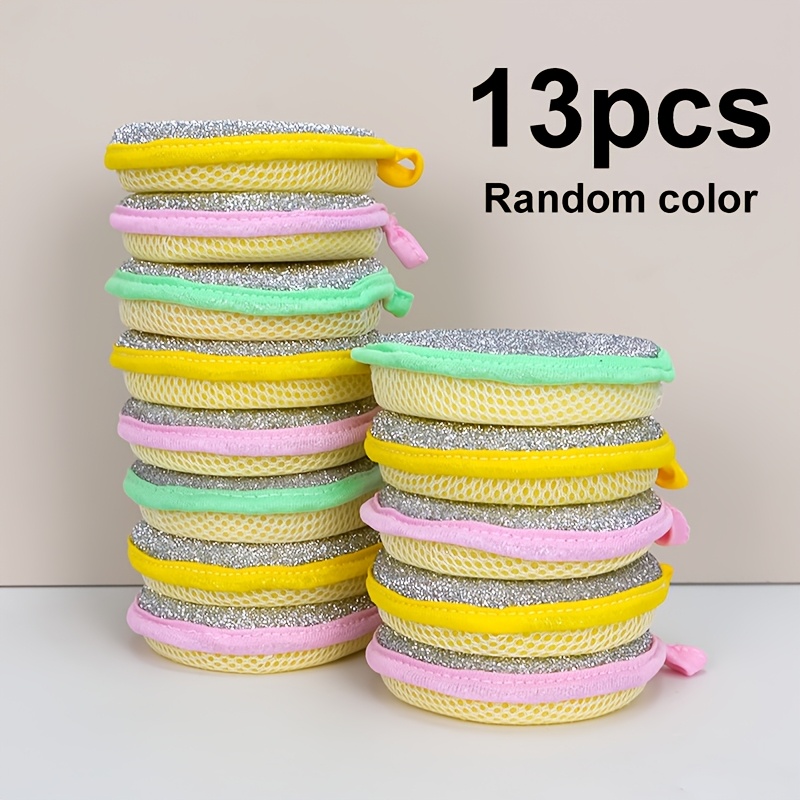 TEMU 13pcs Double-sided Dual-effect Cleaning Sponges Cloths, Dishwashing Scouring Pads Suitable For Kitchen Cleaning, Wiping Utensils, Pots, Stoves,
