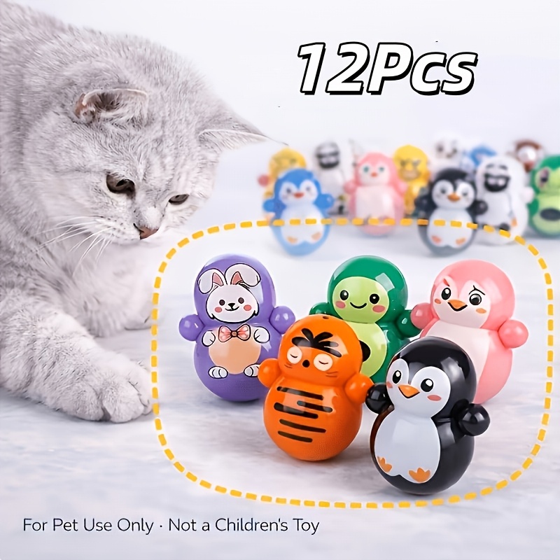 12pcs Indoor Cat Rolling Toys. Self-rolling Cat Toys, No Batteries Required. Styles And Colors . Lightweight Plastic Educational Cat Toys