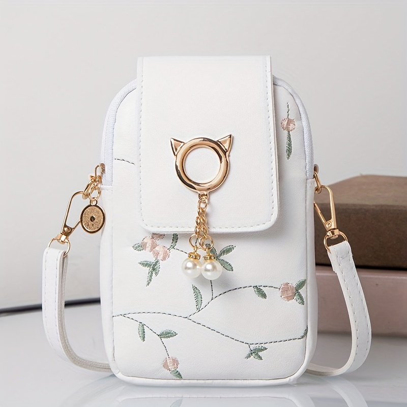 Image of A Stylish And Exquisite Embroidered Shoulder Crossbody Phone Bag, Designed For Everyday Multifunctional Use - A Fashionable Casual Accessory For Women