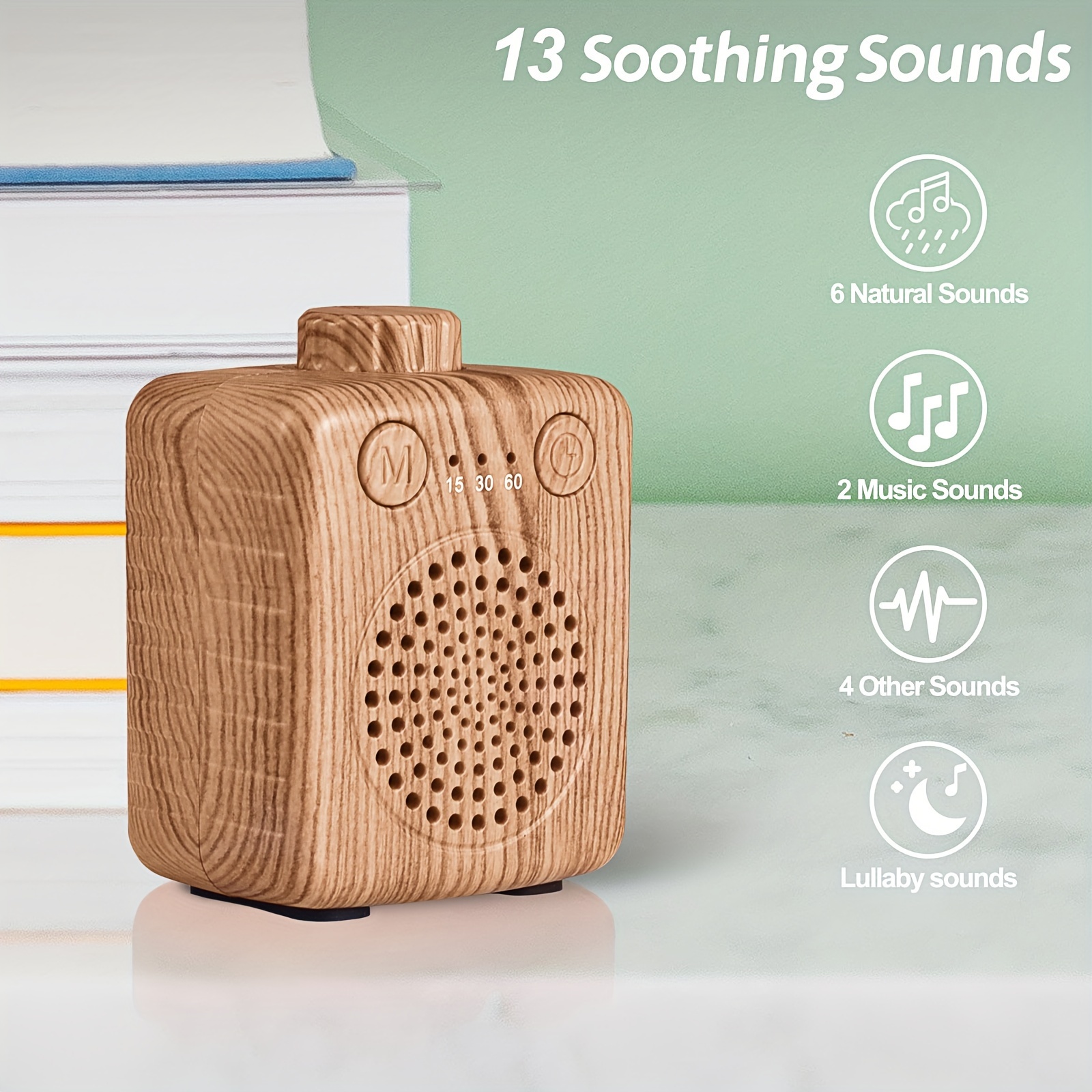 

Sleep Sound Machine Travel Size, White Noise Machine Portable, Small Machine Super Mini 20 Soothing Sounds Adjustable Volume For Home Travel And Office (wood)