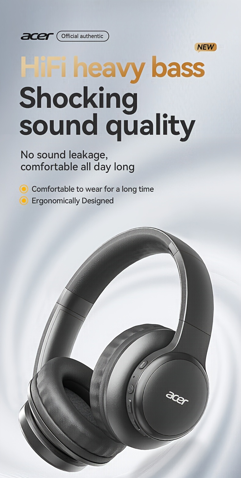 Casque sans fil supra-auriculaire amélioré avec son amélioré en basses, conception pliable légère avec microphone intégré. Inclut un câble audio de 3,5 mm