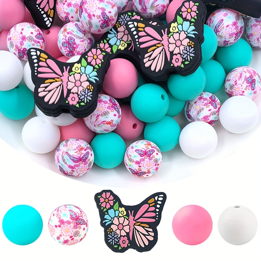 

25pcs Silicone Beads Set - Craft Beading Kit For , Keychains, Pen Decor, And Bag Chain Accessories - Decorative Beads For Bracelet, Necklace Lanyard Creation - No Mosaic, Silica Gel Material