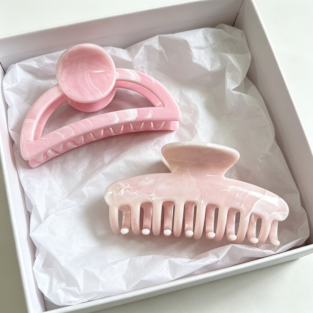 2pcs Textured Flat Dragonbone Hairpin, Medium Half-Round Clip