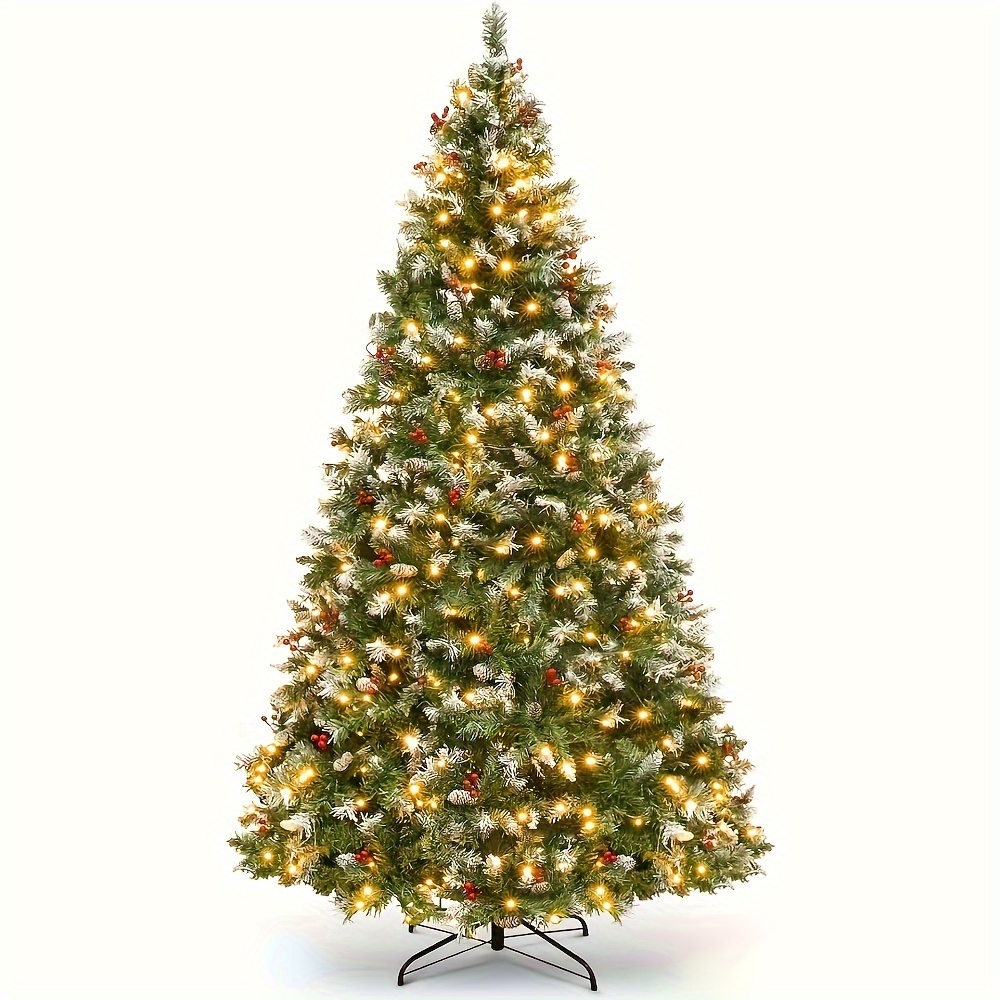 

6/7.5/9ft Pre-lit Artificial Holiday Christmas Tree With Lights For Home, 250 Warm White Led Lights, 818 Branch Tips, Metal Hinges, Foldable Base Indoor Full Tree Easy , Christmas Decoration