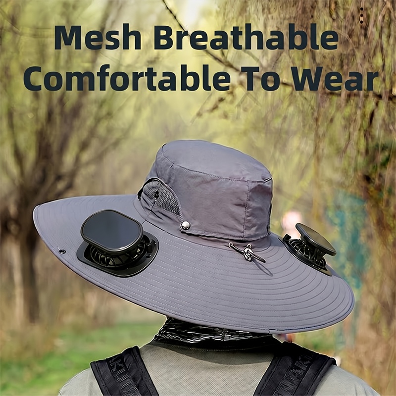 fathers day gift for men summer must   protection fan cap with solar fan and usb charging design lightweight wide brim strong   suitable for fishing hiking mountain climbing and daily outdoor wear sun protection and   Product details 7