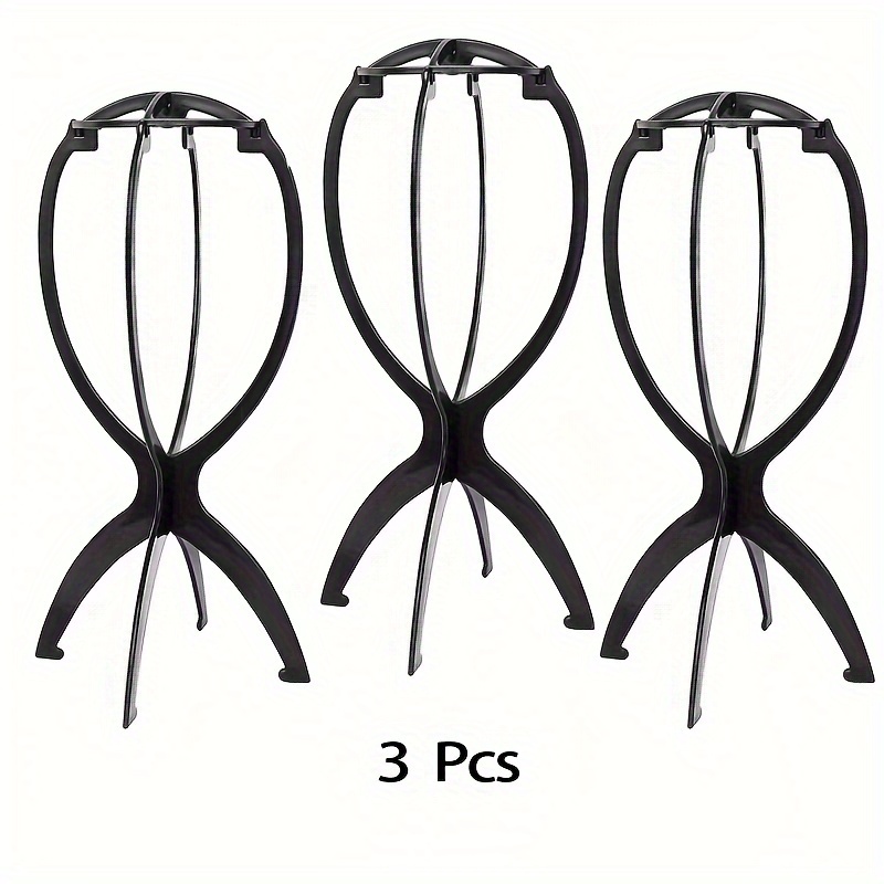 TEMU 3pcs Wig Stand, Wig Head, For Multiple Wigs And Hats, Wig Stand, For Travel Display Wig Styling Collapsible Wig Holder Durable Wig Display Tool Travel Wig Stand For All Wigs