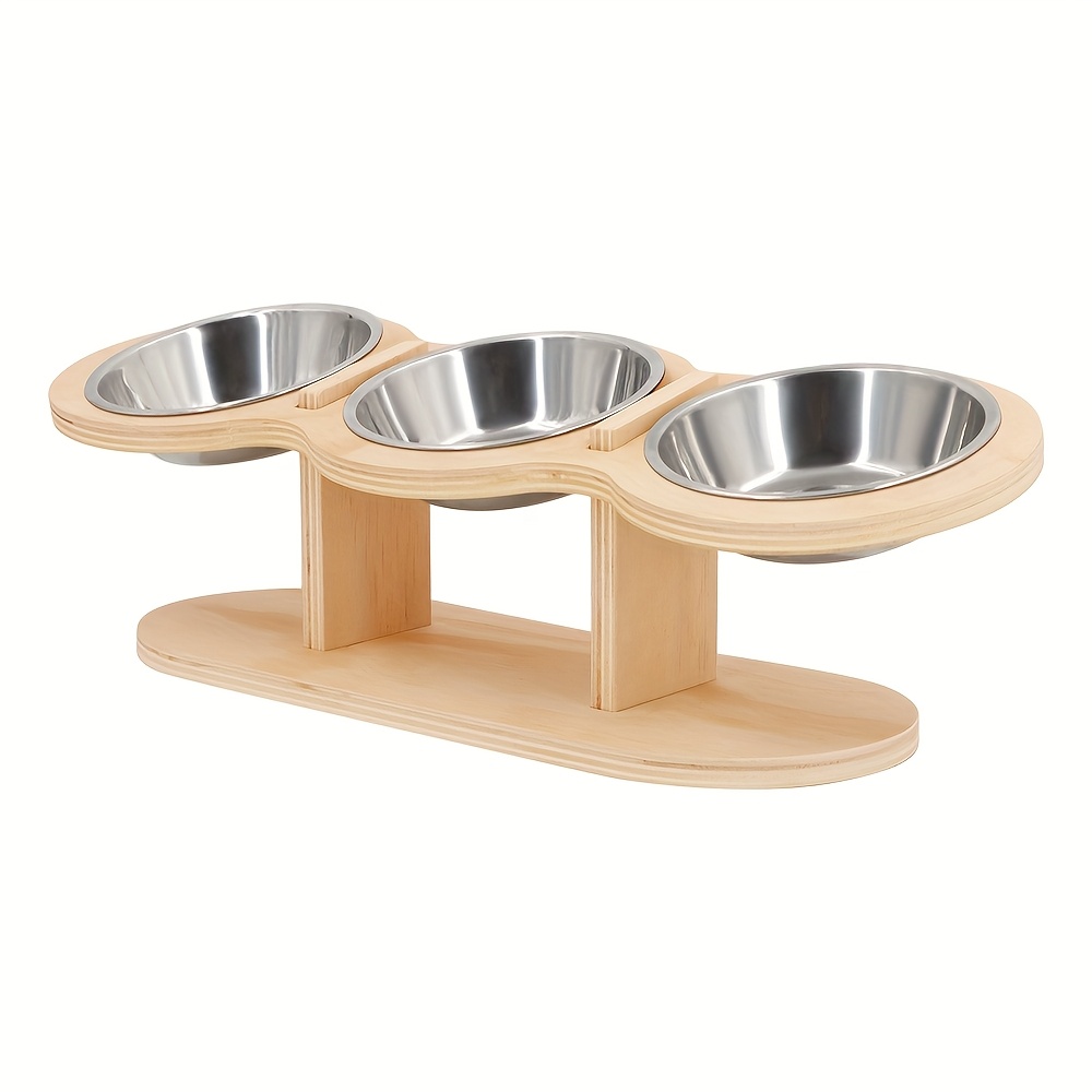 Image of Elevated Cat Bowl - 3 Stainless Steel Bowls With 15° Tilted Stand, Elevated Cat Food And Water Dish For Indoor Cats And Small Dogs