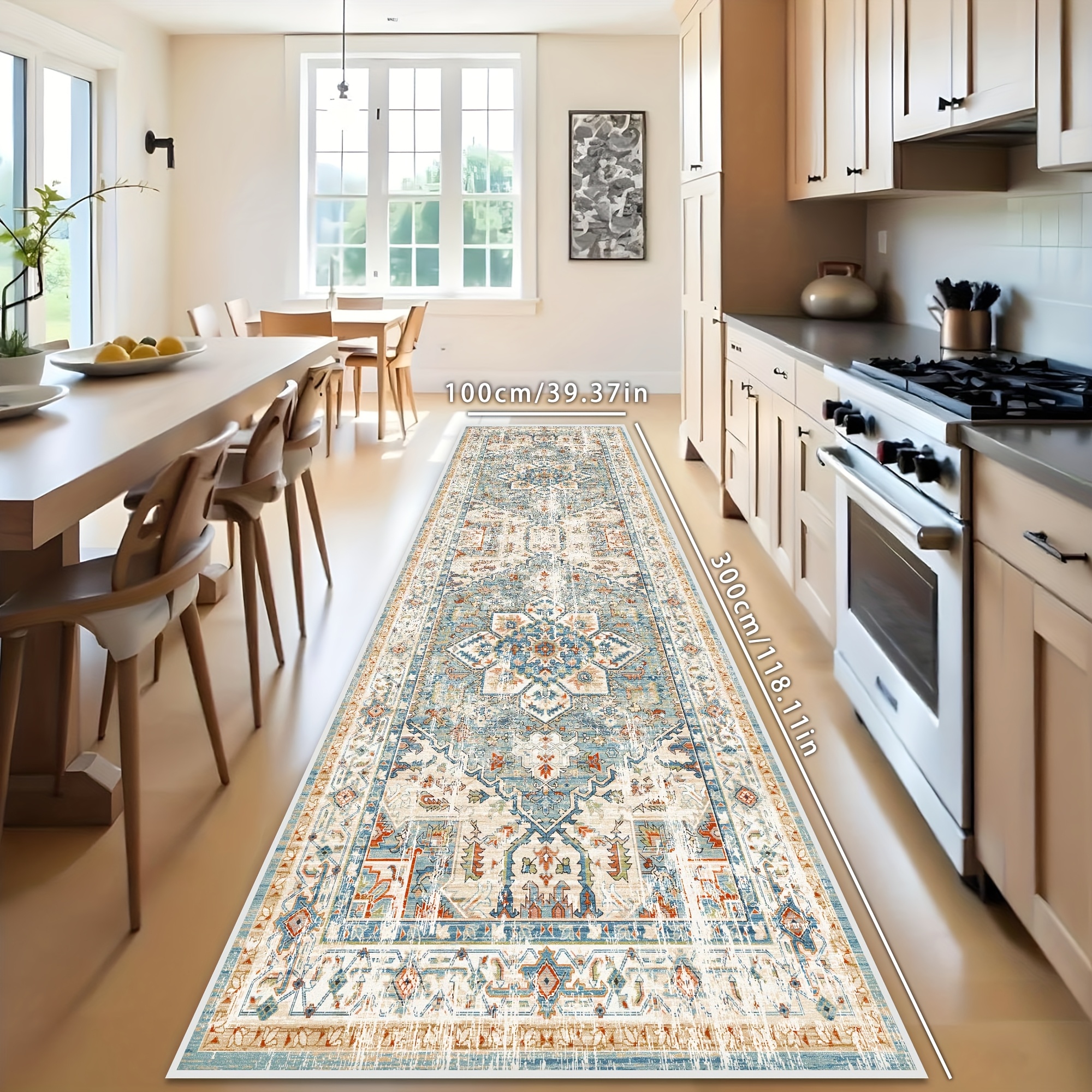 TEMU 1pc American Room Hallway Runner, Kitchen Balcony Long Mat, Soft Comfortable Bedroom Bedside Area Mat, Suitable For Home Decor