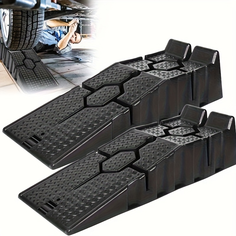 lot de 2 rampes de chargement larges en plastique robustes - de 2,5 , base renforcée, surface antidérapante - pour lentretien de la voiture/laccès au soubassement (90 x 33 x 22,5 cm/35,4 x 13 x 8,9 po, noir) Détails du produit 1