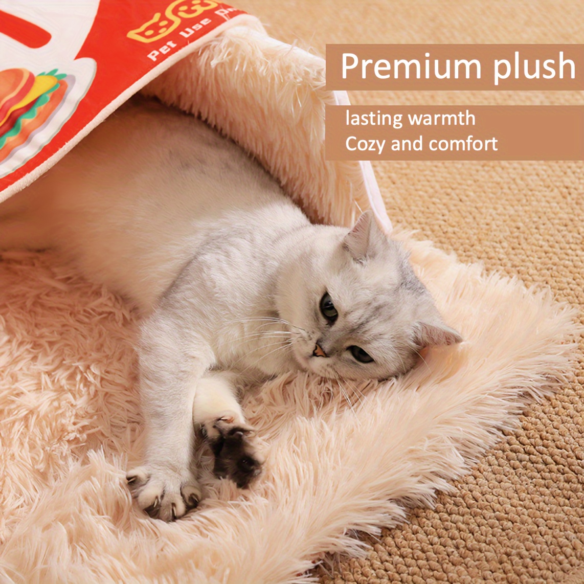 rectangular fully closed cat nest snack box style pet cat Temu