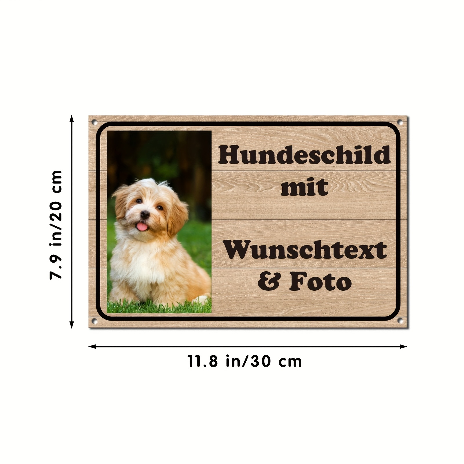 E-shop 1 Stück Personalisierte Haustier-Foto-Wandtafel – Individuelles Hundebild & Namensschild, Outdoor-Gartenzaun-Dekoration mit deutschem Text „Für