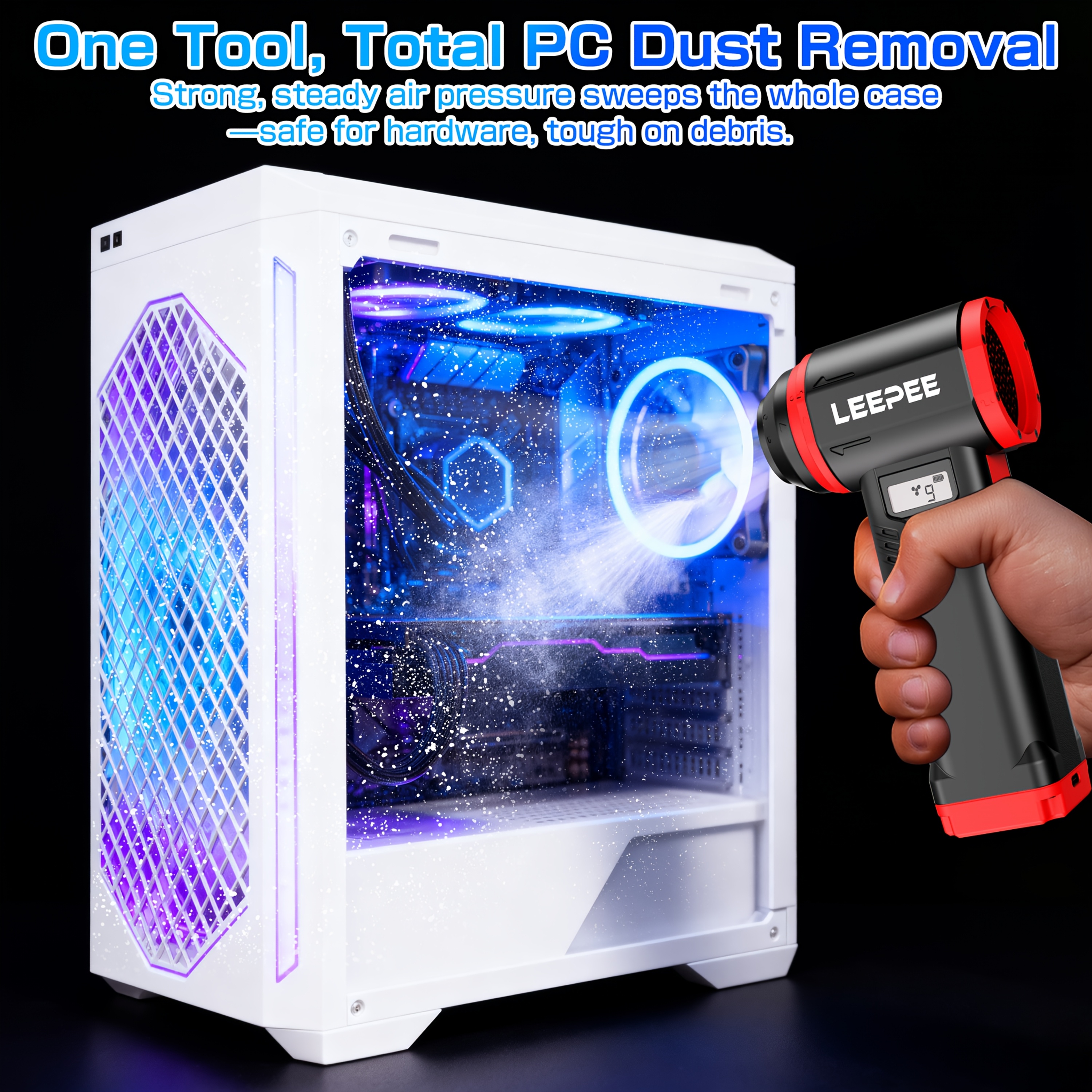 6600000RPH Turbo Blower & Jet Fan | 500g Thrust | USB-C Fast Charging | Portable for Car Snow Blowing & Computer Equipment Cleaning