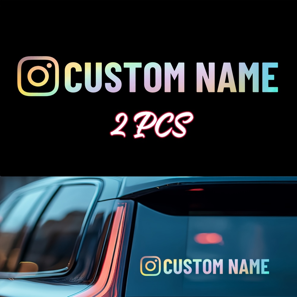 

2pcs Custom Decal For Instagram, Your Social Media Name Text, Window Glass Door Bumper, Car Motorcycle Bicycle