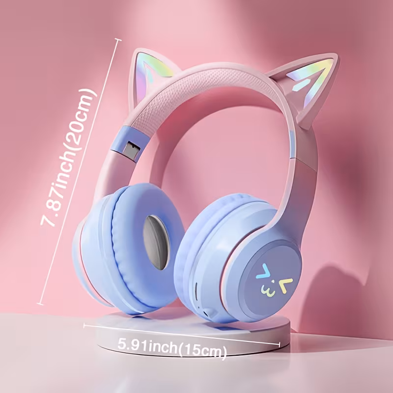 wireless headphones with cat ear design foldable and adjustable led lights comfortable for long use perfect for gaming music and casual attire 4