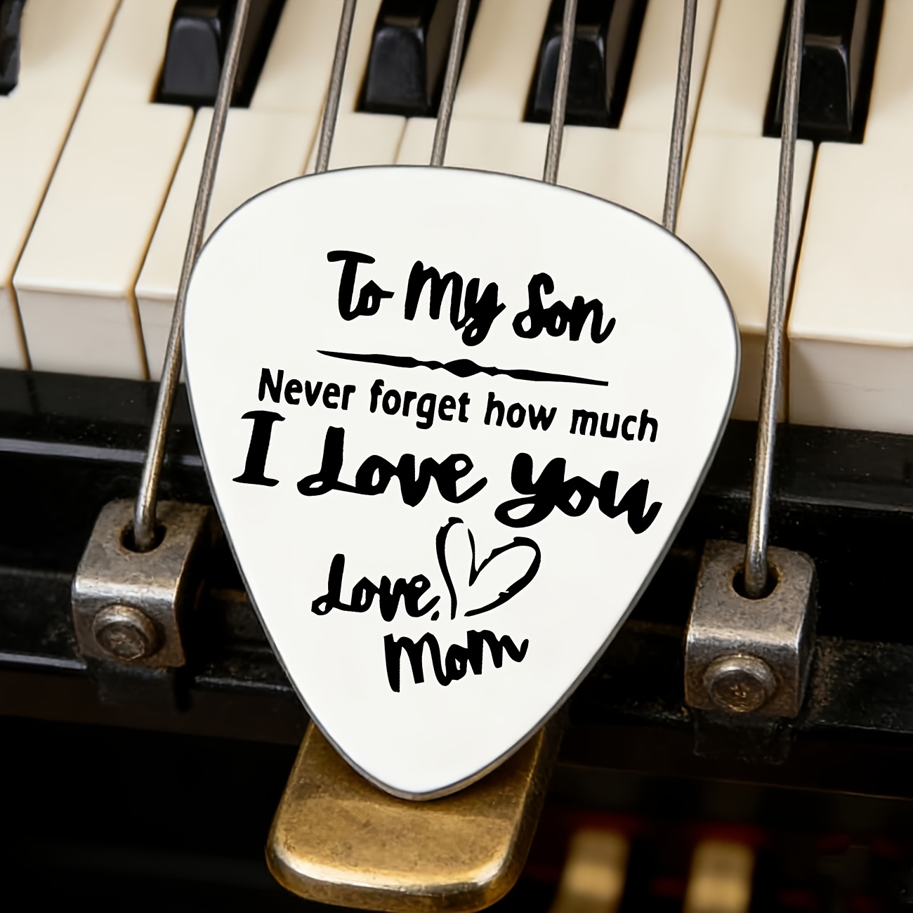 TEMU Durable Stainless Steel Guitar Pick | "to My Son How Much I Love You Love, Mom" - Silvery Grey, Love Gift