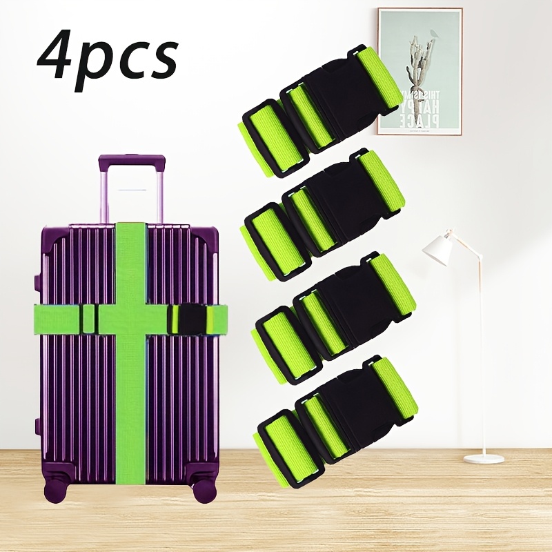 TEMU 4pcs Luggage Straps Release - Durable Polyester Suitcase Security Straps, Anti-theft Travel Accessory, Sporty & , Easy Clean