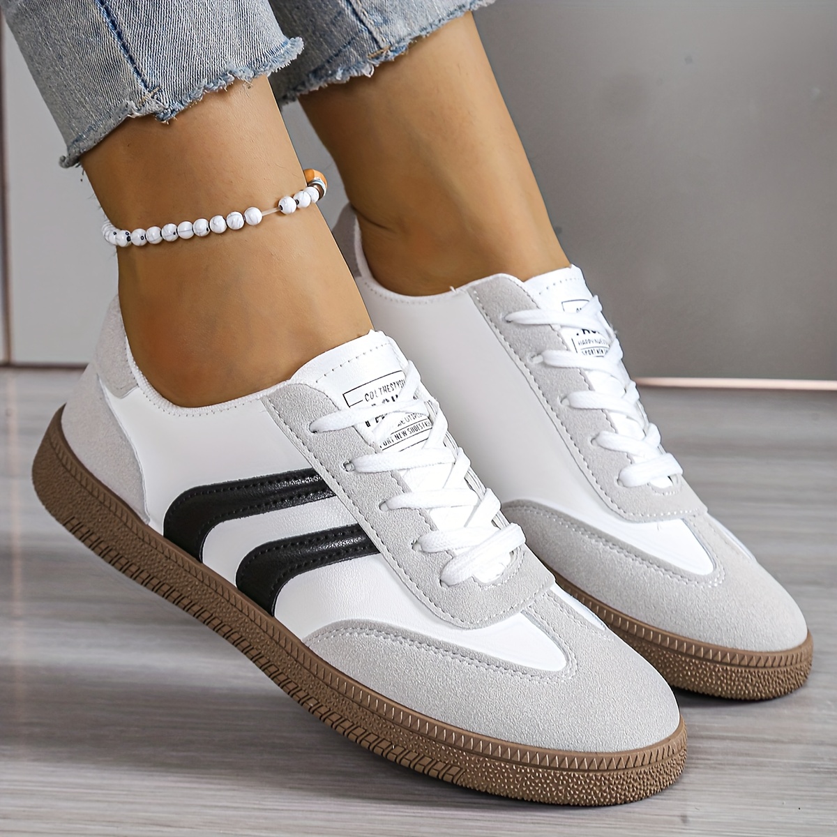 womens ultra lightweight sneakers   cushioned shoes with eva insole pu outsole breathable synthetic upper knitted lining   light grey sneakers for walking gym running everyday lace up casual shoes ladies sneakers cn36 eu36 white and black 12
