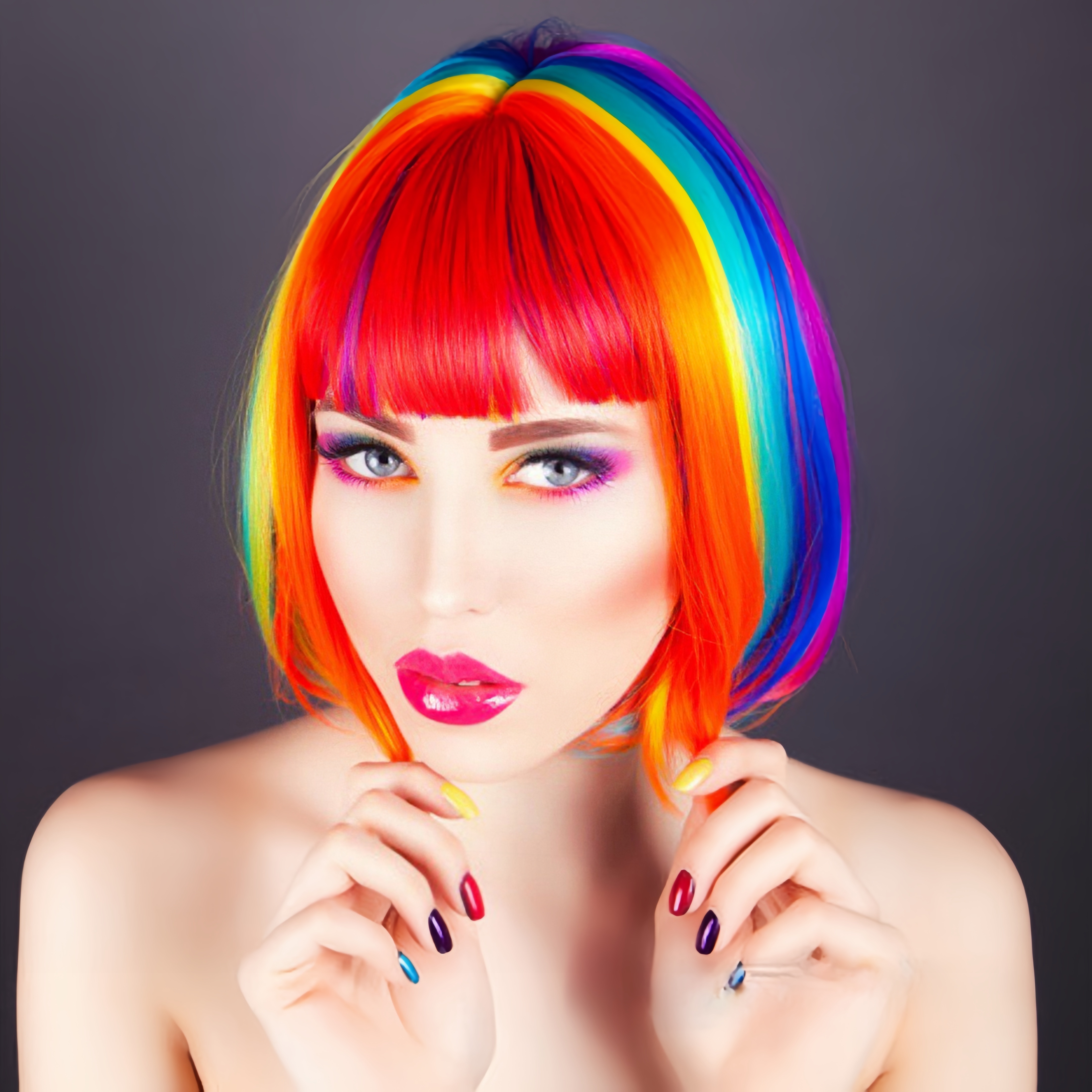 Colorful Bob Wig Short Straight Wig Bangs Synthetic Wig - Temu South Africa