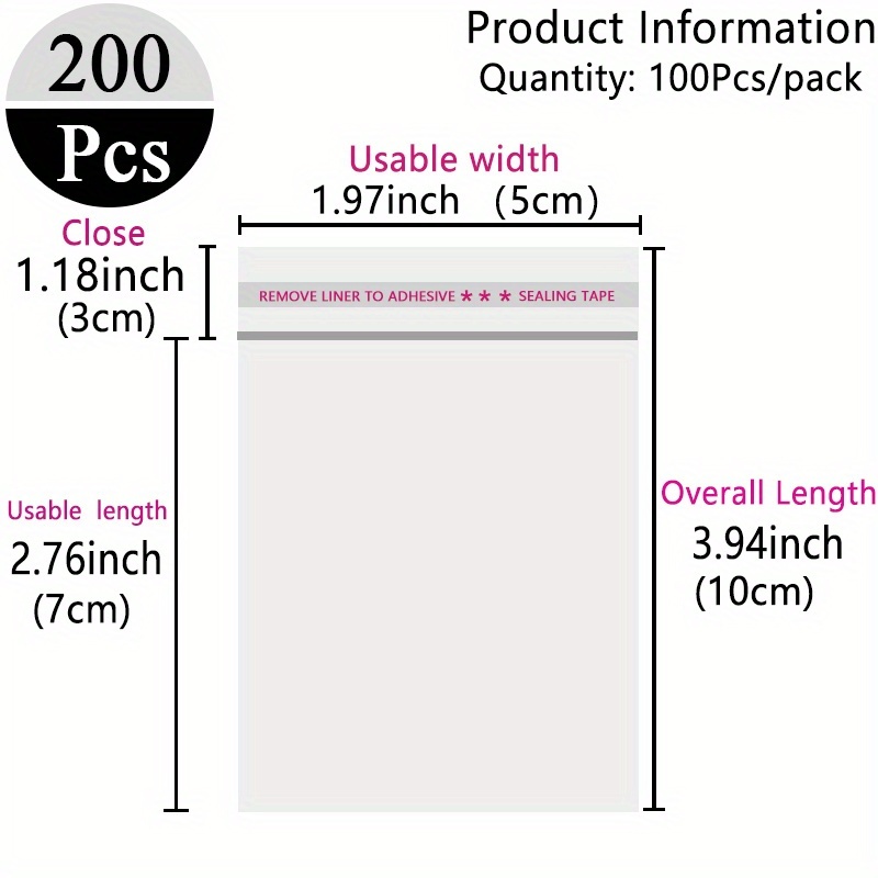 TEMU Gift For Her/him 200 Transparent Plastic Bags, Opp Self-sealing Clear Plastic Bags With Adhesive Seal, Cellophane Bags, Double-layer Thickness