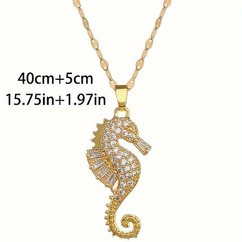 Image of Stainless Steel Luxury Seahorse Pendant Necklace Suitable For Women To Holiday Jewelry Gifts
