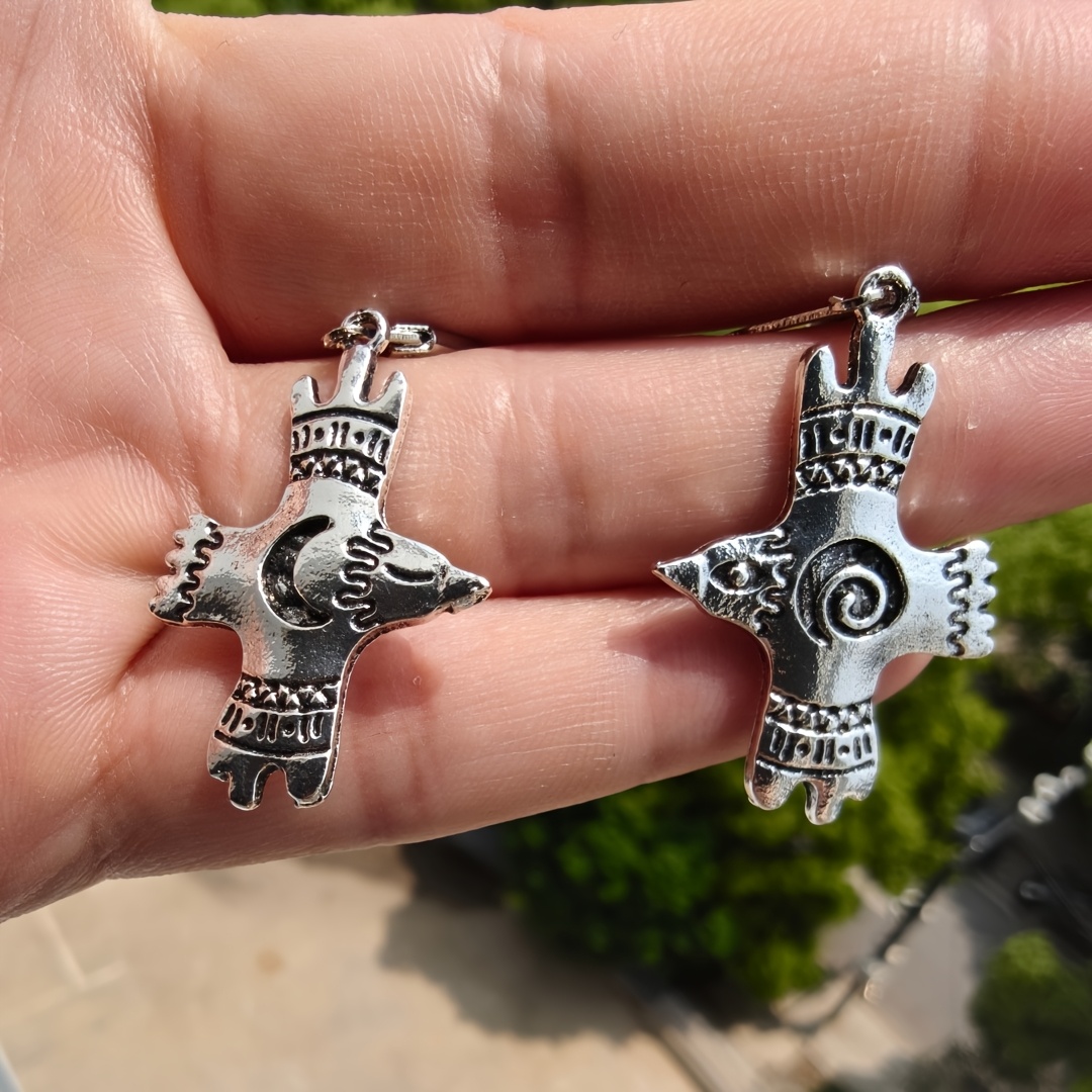 TEMU 1pair Vintage Silvery Color Birds Dangle Earrings For Women Jewelry Ethnic Style Animal Drop Earrings, European And American New Handmade Cute