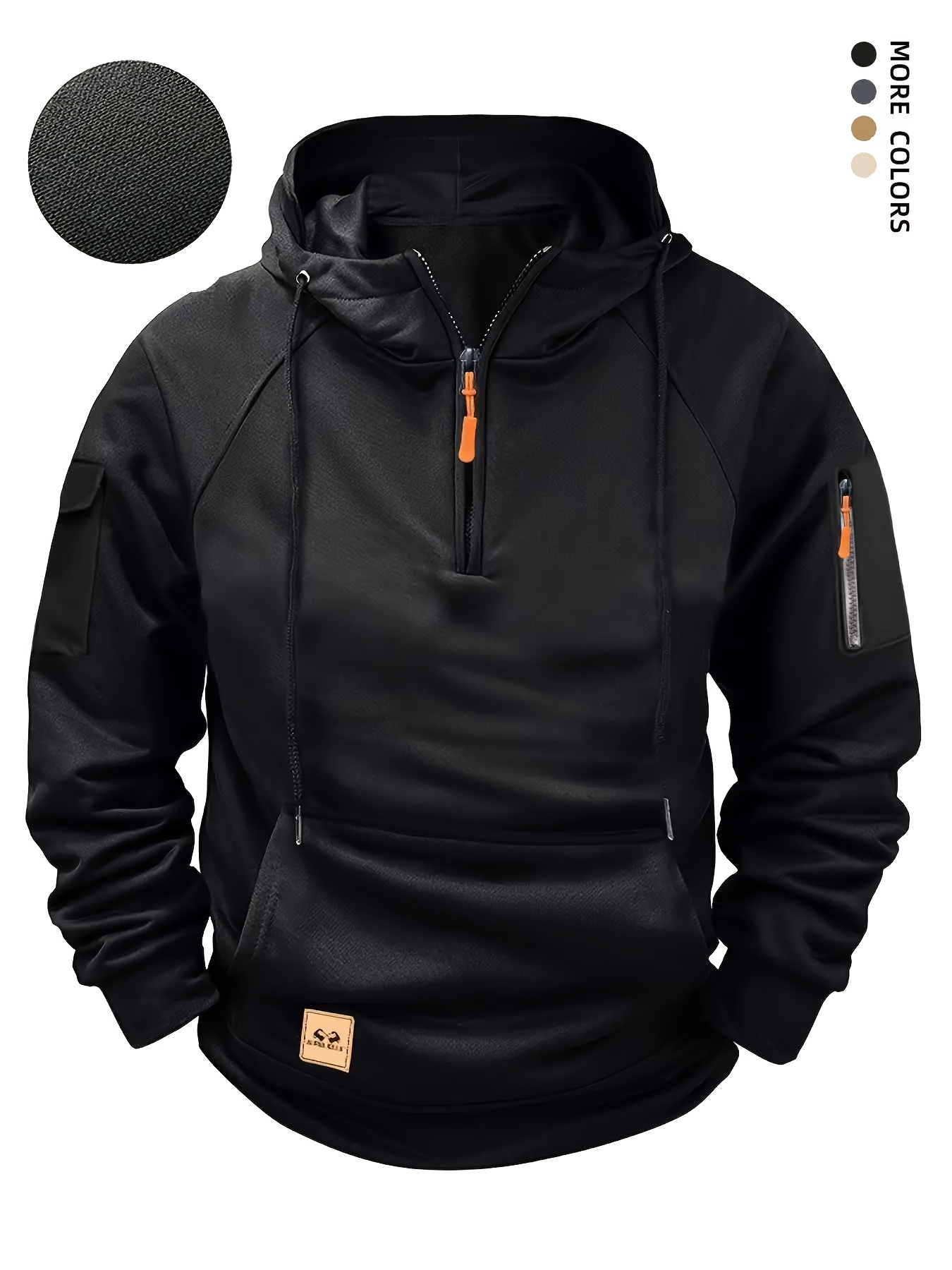 mens regular fit patched pocket drawstring hoodie casual long sleeve raglan sleeve hooded sweatshirt for fall winter mens clothes for  